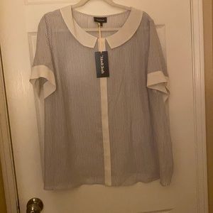 NWT mod cloth Peter Pan striped blouse size 2X